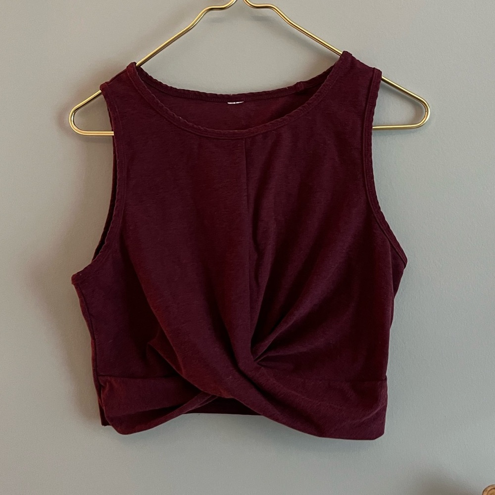 Maroon crop top tank with cinched detailing!